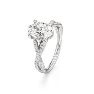 Twist Pavé Set Hidden Halo Pear Engagement Ring