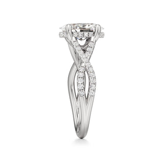 Twist Pavé Set Hidden Halo Pear Engagement Ring