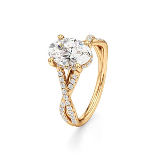 Twist Pavé Set Hidden Halo Pear Engagement Ring