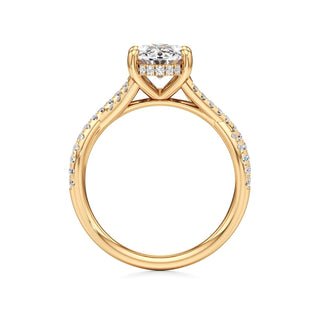 Twist Pavé Set Hidden Halo Pear Engagement Ring