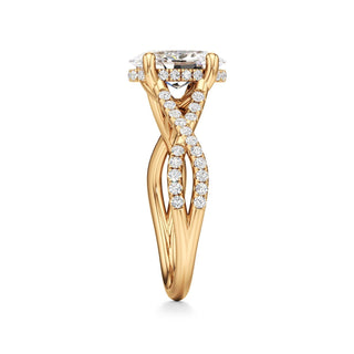 Twist Pavé Set Hidden Halo Pear Engagement Ring