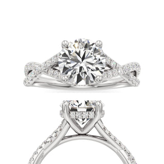 Twist Pavé Set Hidden Halo Pear Engagement Ring