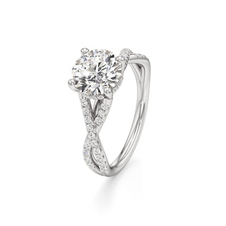 Twist Pavé Set Hidden Halo Pear Engagement Ring