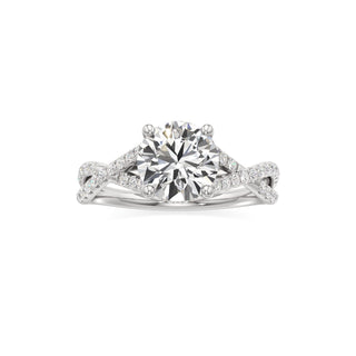 Twist Pavé Set Hidden Halo Pear Engagement Ring