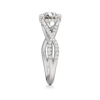 Twist Pavé Set Hidden Halo Pear Engagement Ring