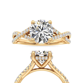 Twist Pavé Set Hidden Halo Pear Engagement Ring