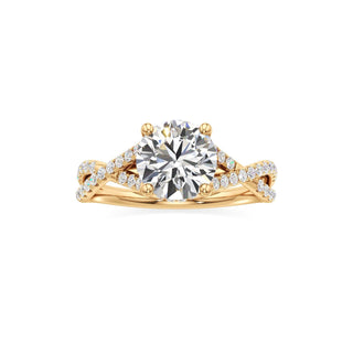 Twist Pavé Set Hidden Halo Pear Engagement Ring