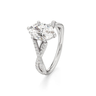 Twist Pavé Set Six Prong Pear Engagement Ring