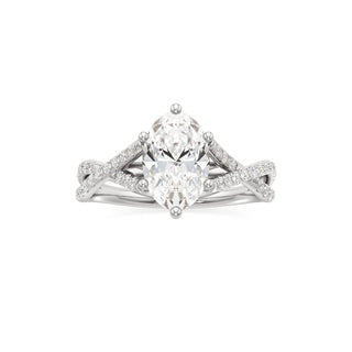 Twist Pavé Set Six Prong Pear Engagement Ring