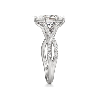 Twist Pavé Set Six Prong Pear Engagement Ring