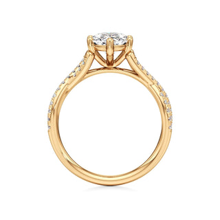 Twist Pavé Set Six Prong Pear Engagement Ring