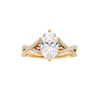 Twist Pavé Set Six Prong Pear Engagement Ring