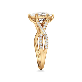 Twist Pavé Set Six Prong Pear Engagement Ring