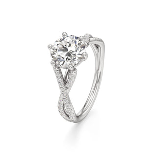 Twist Pavé Set Six Prong Pear Engagement Ring
