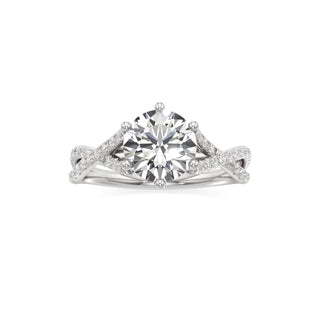 Twist Pavé Set Six Prong Pear Engagement Ring