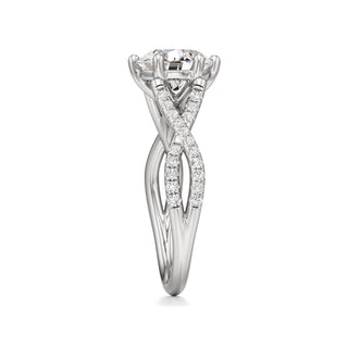 Twist Pavé Set Six Prong Pear Engagement Ring