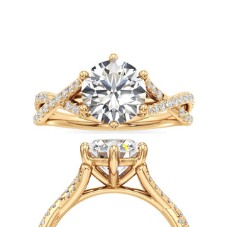 Twist Pavé Set Six Prong Pear Engagement Ring