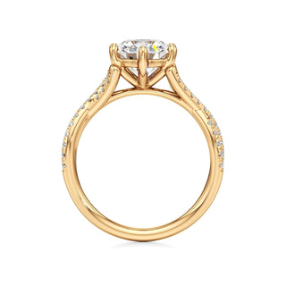 Twist Pavé Set Six Prong Pear Engagement Ring