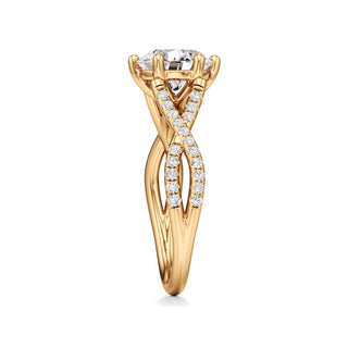 Twist Pavé Set Six Prong Pear Engagement Ring