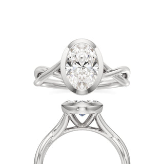 Twist Plain Bezel Marquise Engagement Ring