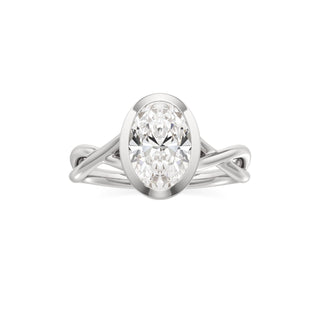 Twist Plain Bezel Marquise Engagement Ring