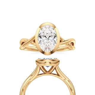 Twist Plain Bezel Marquise Engagement Ring