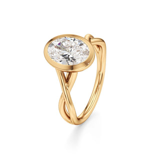 Twist Plain Bezel Marquise Engagement Ring