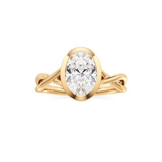 Twist Plain Bezel Marquise Engagement Ring