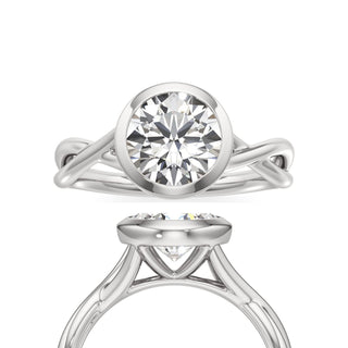 Twist Plain Bezel Marquise Engagement Ring