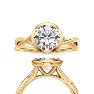 Twist Plain Bezel Marquise Engagement Ring