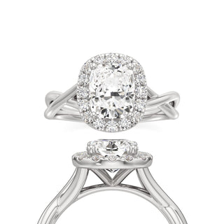 Twist Plain Halo Oval Engagement Ring