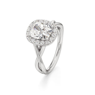 Twist Plain Halo Oval Engagement Ring