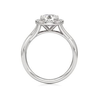 Twist Plain Halo Oval Engagement Ring