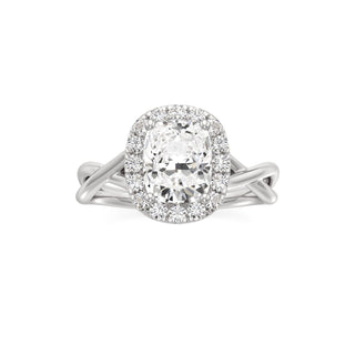Twist Plain Halo Oval Engagement Ring