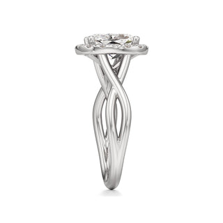 Twist Plain Halo Oval Engagement Ring