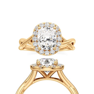 Twist Plain Halo Oval Engagement Ring