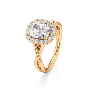 Twist Plain Halo Oval Engagement Ring