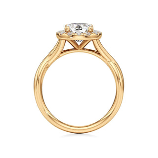 Twist Plain Halo Oval Engagement Ring
