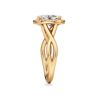Twist Plain Halo Oval Engagement Ring