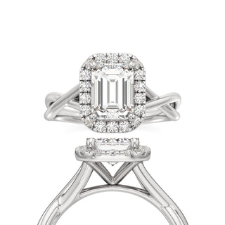 Twist Plain Halo Oval Engagement Ring