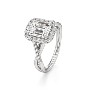 Twist Plain Halo Oval Engagement Ring