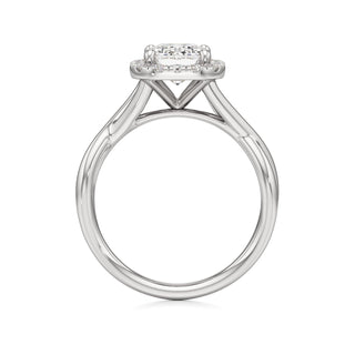 Twist Plain Halo Oval Engagement Ring