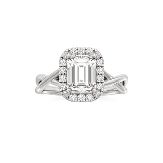 Twist Plain Halo Oval Engagement Ring