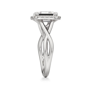 Twist Plain Halo Oval Engagement Ring