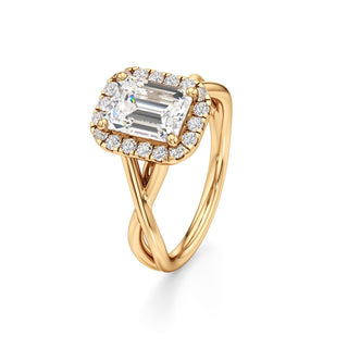 Twist Plain Halo Oval Engagement Ring