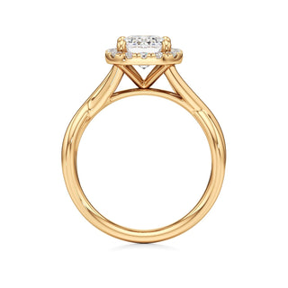 Twist Plain Halo Oval Engagement Ring