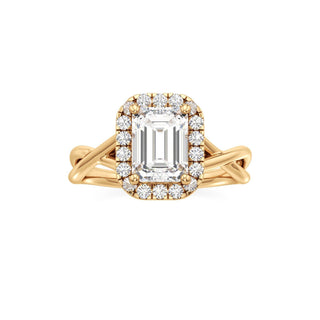 Twist Plain Halo Oval Engagement Ring