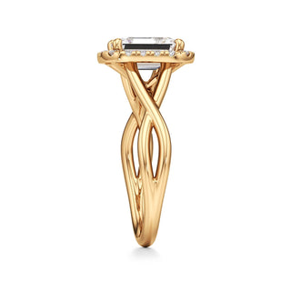 Twist Plain Halo Oval Engagement Ring