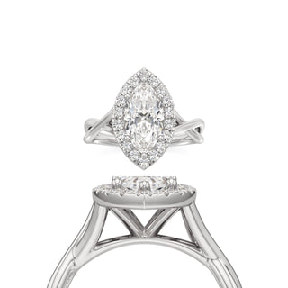 Twist Plain Halo Oval Engagement Ring