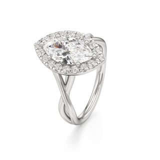 Twist Plain Halo Oval Engagement Ring
